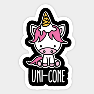 Funny Unicorn pun cute Uni-cone ice cream Kawaii Sticker